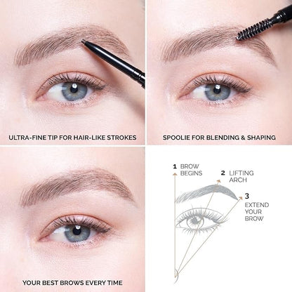 OFIR Brow Trace Precision Browliner | Waterproof, Ultra-Fine Tip Black Eyebrow Pencil | Smudge-Proof, Cruelty Free, Matte Finish | Long-Wear Brow Tool with Spoolie | Espresso - Black, 0.003 OZ
