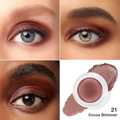 Single Cream Eye Shadow,Cocoa Shimmer Glitter Natural Nude Monochrome Eyeshadow Palette,Waterproof,Long Lasting Naturing-Looking,Vegan & Cruelty-Free,21