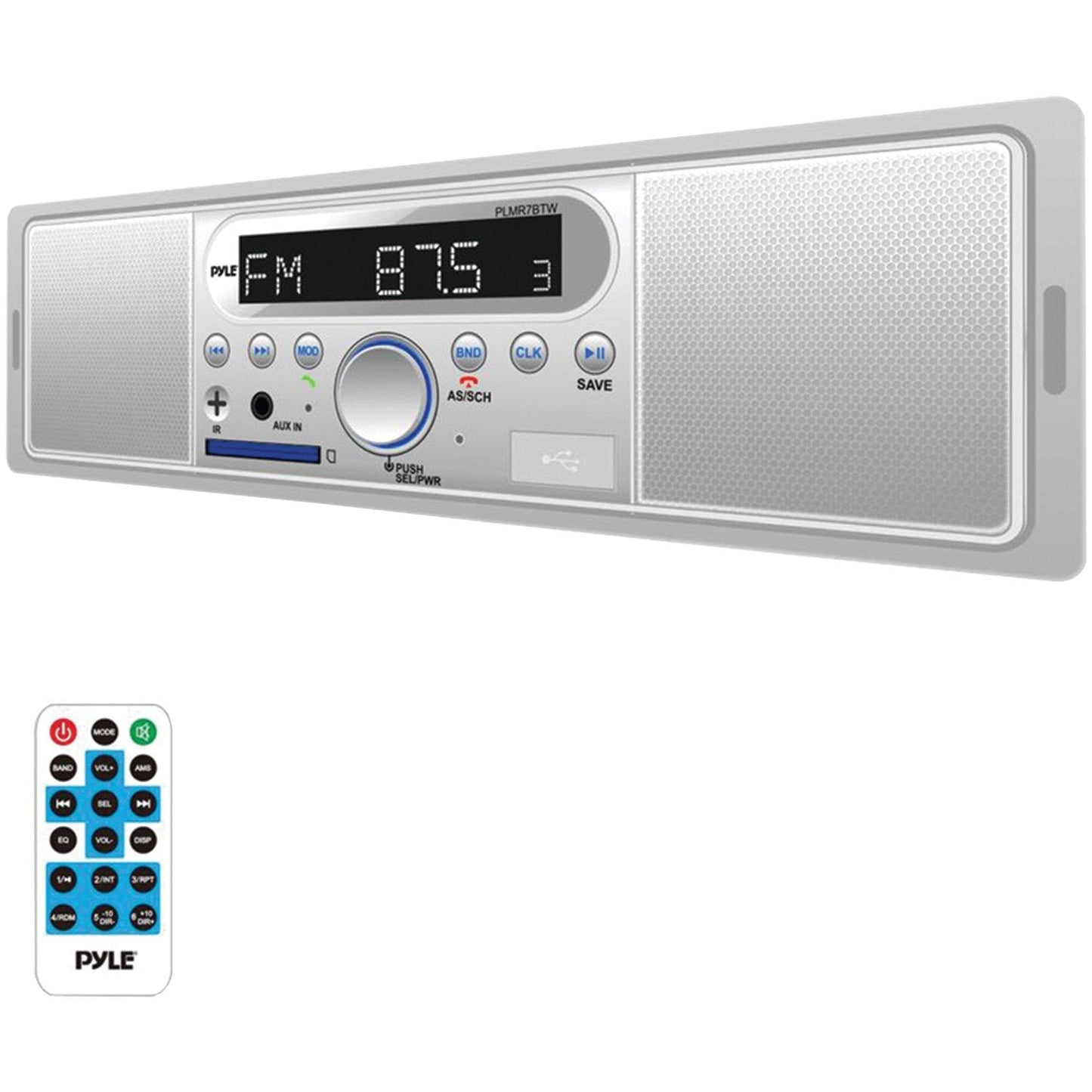 Pyle Marine Bluetooth Stereo Radio - 12V Single Din Style Digital Boat In Dash Radio Receiver System With Built-In Mic And Speak