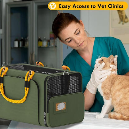 PAWZIDEA Expandable Pet Carrier Airline Approved, 18"×11"×11" Small Dog Carriers, Collapsible Top-Load Cat Carrier for 2 Cats Under Seat, Soft-Sided Puppy & Animal Travel Bag, ID Card, Up to 15lbs