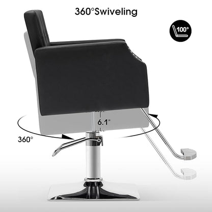 BarberPub Classic Salon Chair for Hair Stylist,Hydraulic Barber Styling Chair,Beauty Salon Spa Equipment 8818 (Black)