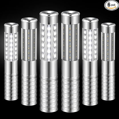 6 Pieces LED Strobe Baton Light Rechargeable Bottle Service Sparklers Stick Reusable Champagne Bottle Handheld LED for Club Stage Nightclub Party Concert Event Bar Outdoor - Silver