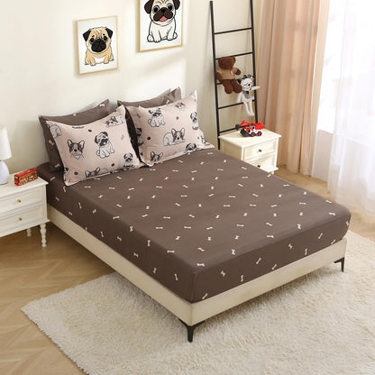 Kids Comforter Set 7 Piece Bedding Cute Dog Cartoon Animal Bed Microfiber Comforter Queen Size All Season (1 Comforter, 1 Flat Sheet, 1 Fitted Sheet, 4 Pillowcase)