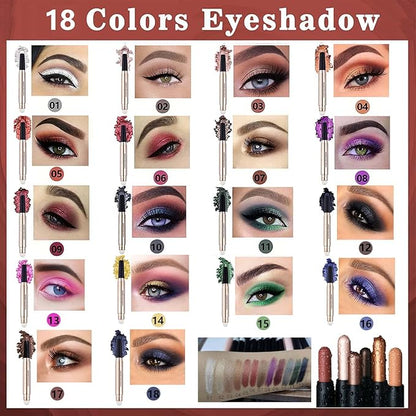 Rose Red Eyeshadow Stick 2 in 1 Eye Makeup Cream Glitter Shimmer Smooth Matte Palette Single Primer Eyeshadow Pencil, Hypoallergenic Waterproof Long Lasting Eye Shadow Stick