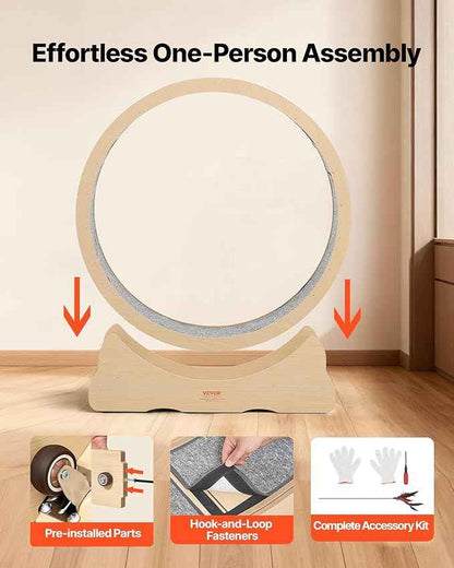 VEVOR Cat Exercise Wheel, 48 in Wooden Cat Running Wheel for Indoor Cats up to 28 lbs, Cats Treadmill with Carpeted Runway & Locking Mechanism, Quiet Roller Kitten Sport Toys for Pets Fitness & Health