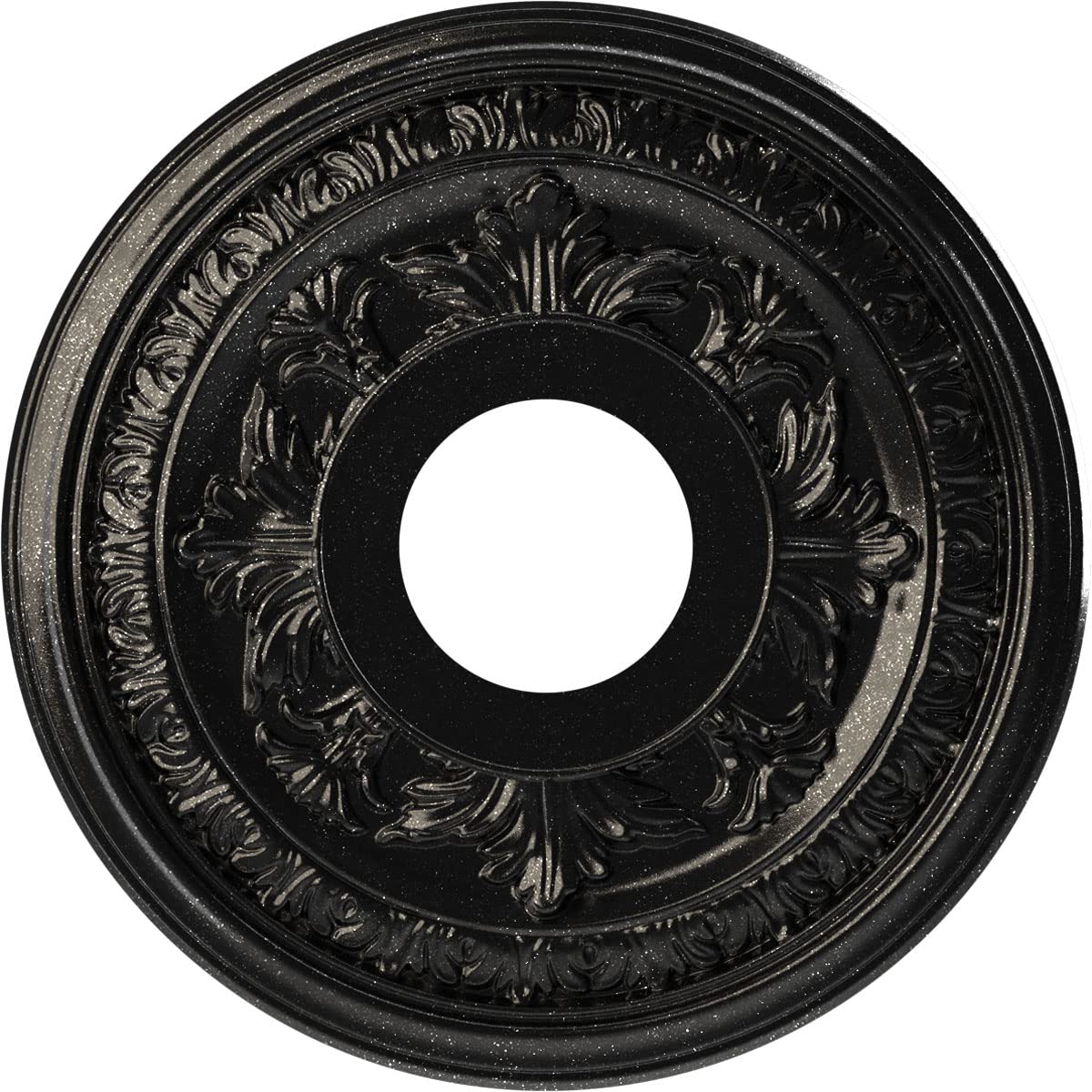 Ekena Millwork 13Od X 3 1/2Id X 3/4P Baltimore Thermoformed Pvc Ceiling Medallion (Fits Canopies Up To 5 1/4), Textured Metallic