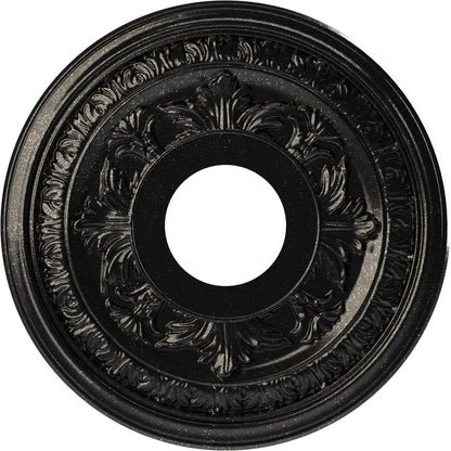 Ekena Millwork 13Od X 3 1/2Id X 3/4P Baltimore Thermoformed Pvc Ceiling Medallion (Fits Canopies Up To 5 1/4), Textured Metallic