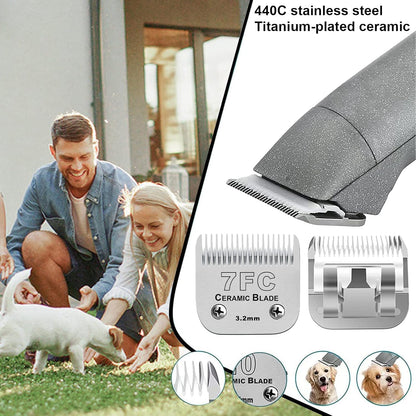 7FC Blades Dog Grooming Clipper Compatible with Andis Pet/Oster A5/Wahl KM Series, Ceramic & Stainless Steel Blade