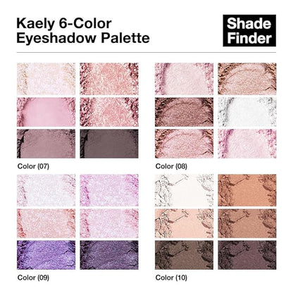 evpct 6 Colors Lavender Purple Pink Eyeshadow Palette, Light Nude Baby Pink Dark Violet Lavender Lilac Purple Glitter Shimmer Sparkle High Pigment Mini Travel Eye Shadow Palette Makeup for Older Women