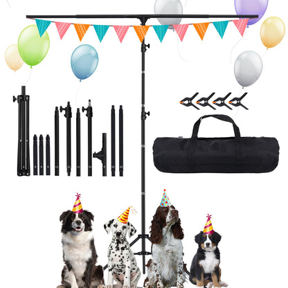Maxztill T-Shape Backdrop Stand 8.5X5Ft(2.6X1.5M) Adjustable Photo Studio Background Stand Support Kit With 4 Backdrop Clamps An