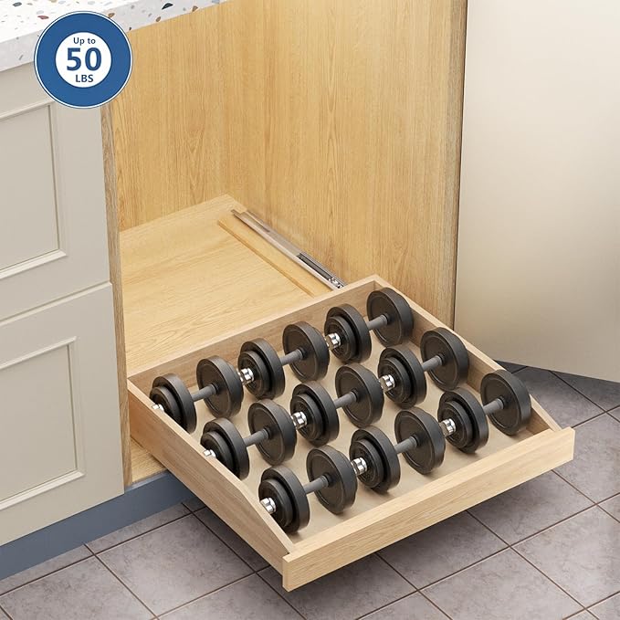 LOVMOR Pull Out Cabinet Organizer 22½”W x 21”D, Soft Close Slide Out Drawer Storage Shelves for Kitchen, Wood Cabinet Shelf Pull-Out Organizer Storage for Base Cabinet