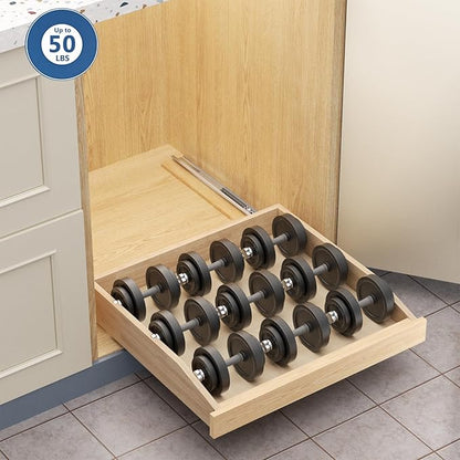 LOVMOR Pull Out Cabinet Organizer 22½”W x 21”D, Soft Close Slide Out Drawer Storage Shelves for Kitchen, Wood Cabinet Shelf Pull-Out Organizer Storage for Base Cabinet