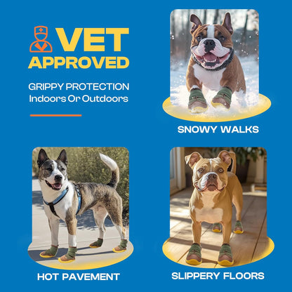 Dog Shoes for Large Dogs, Medium Dog Boots & Paw Protectors for Hardwood Floors, Outdoor Dog Booties for Hot Pavement Winter Snow Hiking, Breathable Dog Shoes with Reflective Strips Size 8