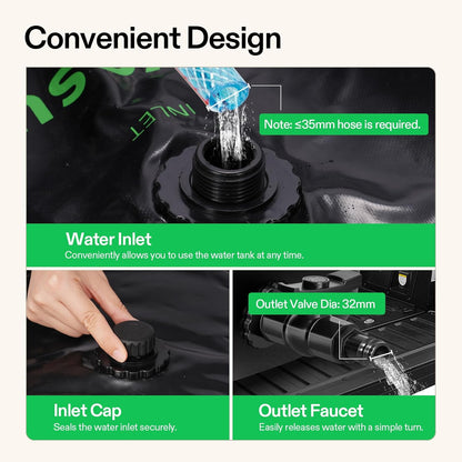 VIVOSUN 540 L/143 Gal Water Bladder, Foldable and Portable Water Storage Bag for RV, Camping, Garden Watering, Agricultural Irrigation, Drought Prevention, Firefighting