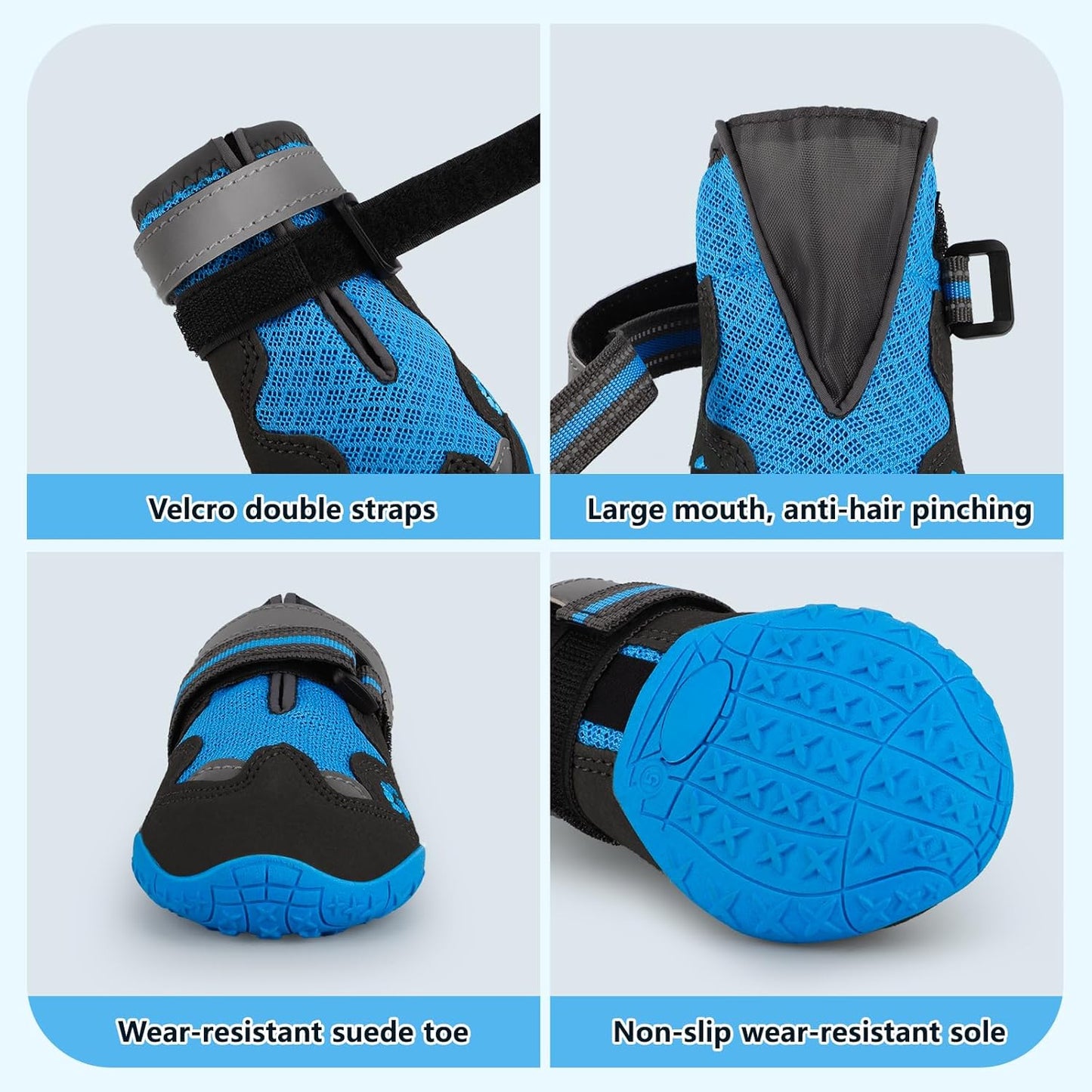 Dog Shoes for Large Medium Small Dog, Mesh Breathable Dog Shoes for Hot Pavement, Anti-Slip Dogs Boots Paw Protectors with Reflective for Outdoor Walking Indoor Hardfloors (Size 4)