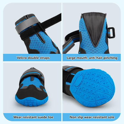 Dog Shoes for Large Medium Small Dog, Mesh Breathable Dog Shoes for Hot Pavement, Anti-Slip Dogs Boots Paw Protectors with Reflective for Outdoor Walking Indoor Hardfloors (Size 2)