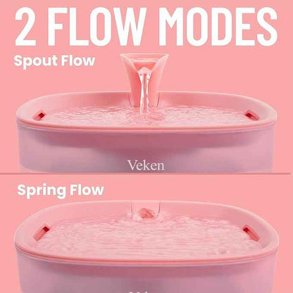 Veken Cat Water Fountain with Detachable Tank, Easy to Clean & Assemble, 84oz/2.5L Automatic Pet Drinking Dispenser with Quiet Operation & LED Light for Cats, Dogs and Small Pets, Red
