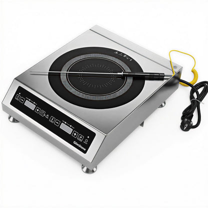 Glimstone 1800W Commercial Induction Cooktop & Countertop Burner with External Temp Probe, Heavy Duty Hot Plate, 100lb Weight Capacity, Temperature Adjustment for Home, Canning, Brewing & Restaurant