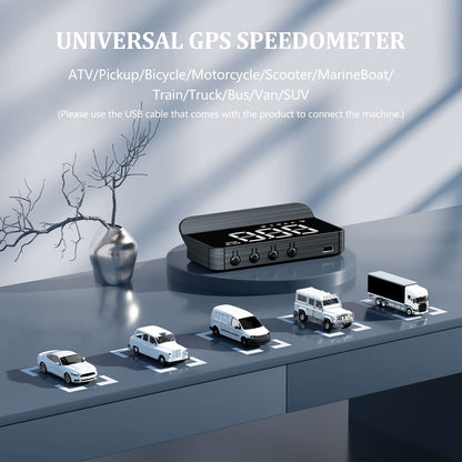Liiiyuan M1 White Windshield Projection Heads Up Display, Digital GPS Speedometer with Speed, Travel Direction Function, and Overspeed Alarm, Fatigue Driving Alarm， Suitable for All Vehicles