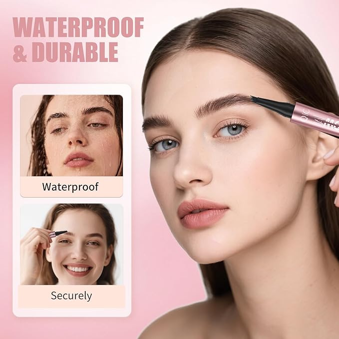 Eyebrow Pen, Waterproof Microblading Eyebrow Pencil, Eye Brown Makeup Pen with a Micro-Fork Tip for Women to Effortlessly Create Hair Like Natural Brows Grey