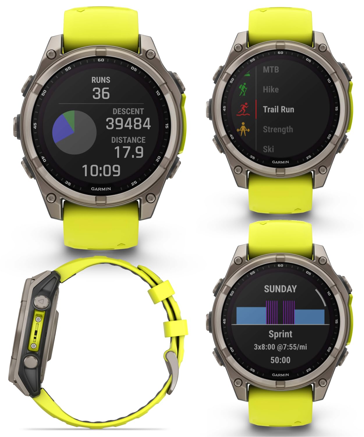 Garmin Fenix 8 - 47 Mm, Multisport Gps Smartwatch, Solar, Sapphire, Titanium With Amp Yellow/Graphite Silicone, Built-In Led Fla