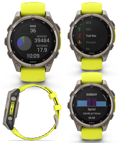 Garmin Fenix 8 - 47 Mm, Multisport Gps Smartwatch, Solar, Sapphire, Titanium With Amp Yellow/Graphite Silicone, Built-In Led Fla