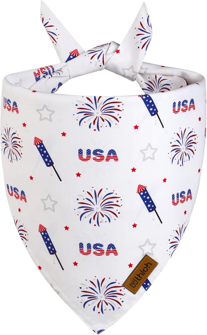 4th of July Dog Bandanas - 2 Pack Reversible American Flag Pet Scarf for Boy and Girl | Premium Durable Fabric | USA Patriotic Bandana for Small Medium Large and Extra Large Dogs (Large)