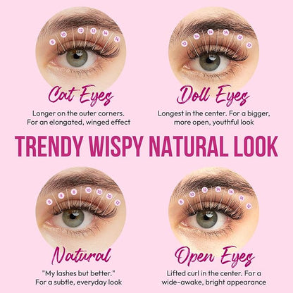 DIY Wispy Individual Lash Clusters 96pcs 20D CC Curl 0.07 9-16mm Mixed Lengths - Eyelash Clusters Wispy Volume Natural Look Eyelash Extension at Home by Eyesy Lash