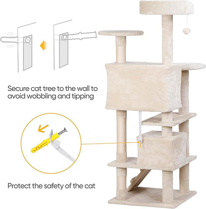 Nova Microdermabrasion 54 in Cat Tree Tower for Indoor Cats Multi-Level Cat Condo Cat Bed Furniture with Scratching Post Kittens Activity Center