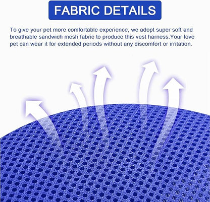 Cat Harness and Leash Set, Upgraded Escape Proof Adjustable Kitten Vest with Lead for Small Cat Outdoor Walking, Soft Breathable Mesh Jacket with Reflective Strips for Dark Night S Klein Blue
