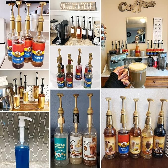 24 pcs Syrup Pumps with Cap to Avoid Dripping, Leak Proof Coffee Syrup Dispenser, Fits 25.4 Oz/750ml Coffee Flavoring Syrup Bottles, Great for Home & Coffee Bar Drinking Mixes, Cocktails, Beverage