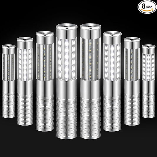 8 Pieces LED Strobe Baton Light Rechargeable Bottle Service Sparklers Stick Reusable Champagne Bottle Handheld LED for Club Stage Nightclub Party Concert Event Bar Outdoor - Silver