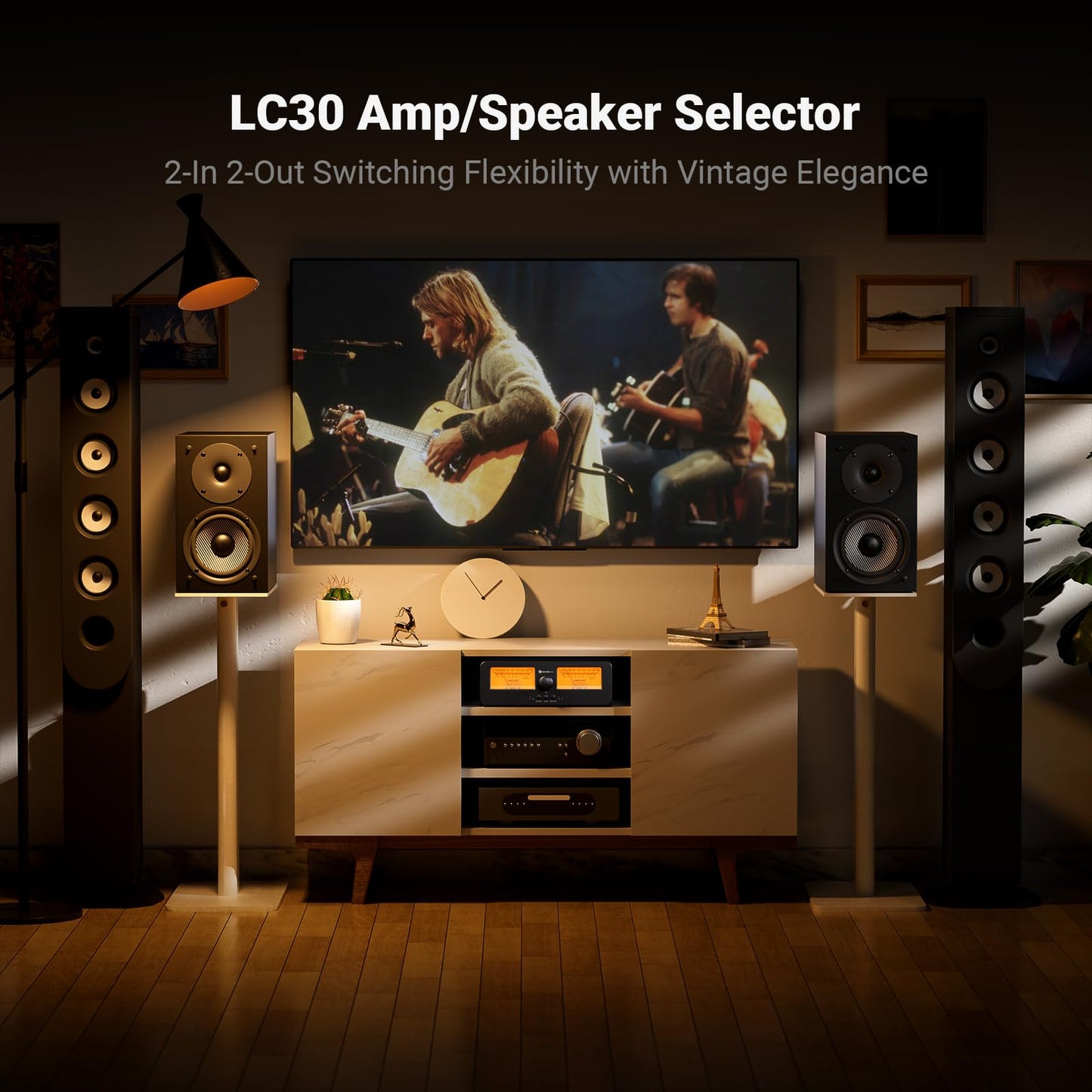 Fosi Audio Lc30 Vu Meter Amplifier Speaker Selector Switch Box Audio Visualizer 2 In 2 Out Vintage Switcher For High Power Stere
