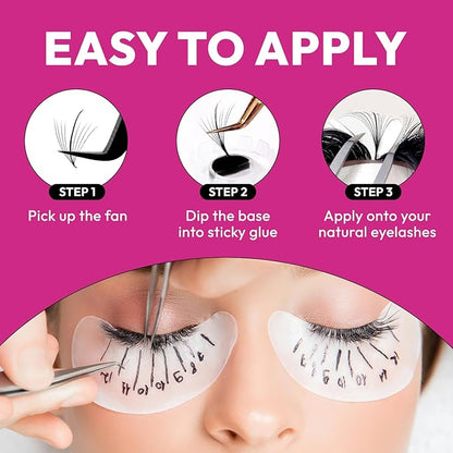 Eyesy Lash 500 Wispy Promade Fans - 5D 0.07 Size 9mm Curl C - Natural Wispy Lashes Loose Premade Lash Fans for Eyelash Extensions Handmade Pre Made Eyelashes for Spiky, Volume, Natural Look