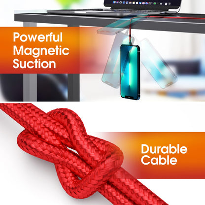 5-Pack Magnetic Charging Cable [3/3/6/10/10Ft] 3 In 1 Magnetic Phone Charger 360&180 Rotating Cable With Led Light Nylon Braided