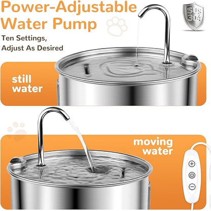 Cat Water Fountain Stainless Steel,135oz/4L,with Adjustable Pump & 3 Flow Modes, Ultra-Quiet Automatic Cat Dog Water Dispenser, Large Capacity Water Fountain for Cats,Dogs,Multiple Pets (1)