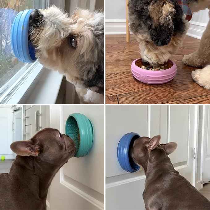 Dog Lick Bowl, Animire Freeze Lick Mat for Dogs, Non-Slip Slow Feeder Licking Bowl Enrichment Treat for Distraction Anxiety Relief, Food Grade Silicone, Dishwasher Safe(Dark Blue,XL)