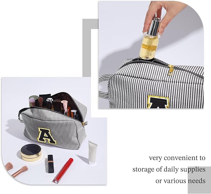 YOOLIFE Gifts for Sister - Birthday Gifts for Sister, Sister Gifts, Sisters Gifts from Sister, Sister In Law Gifts, Personalized Gifts Idea for Women Her, Travel Initial Black Makeup Bags for Women D