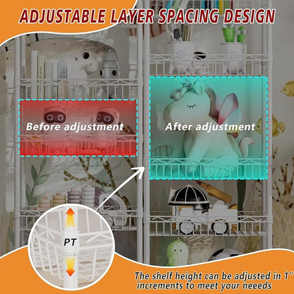 6 Tier Basket Shelf Wire Shelving Unit Adjustable Storage Shelves Big Basket Rack for Garage Kitchen Office Pantry Corner 17.2" Dx12.2 Wx63 H White