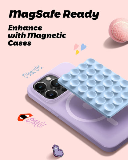 Amband Silicone Sticky Phone Grip With Adapter Sticker For Magsafe, Hands-Free Suction Mount Double Sided Mag Safe Accessories F