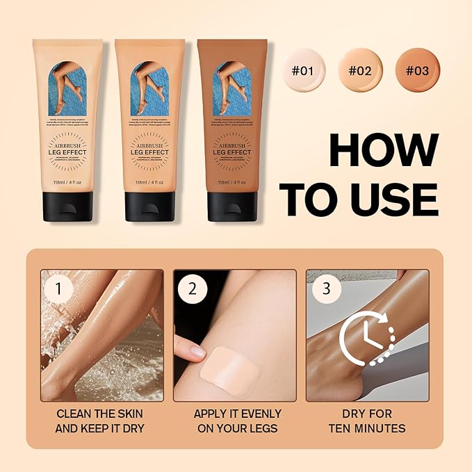 Leg Makeup Waterproof No Transfer,Flawless Legs Body Scar Tattoo Cover Up Makeup Waterproof Long Last Concealer for All Skin Tones. (03# Bronze)