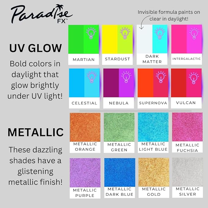 Mehron Paradise FX Metallics – Metallic Orange 1.4 oz | Professional Water Activated Shimmering Metallic Paint for Raves, Costumes, Special Effects, Halloween, Stage, Screen, Theater & Cosplay FX
