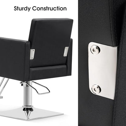 BarberPub Classic Salon Chair for Hair Stylist,Hydraulic Barber Styling Chair,Beauty Salon Spa Equipment 8818 (Black)