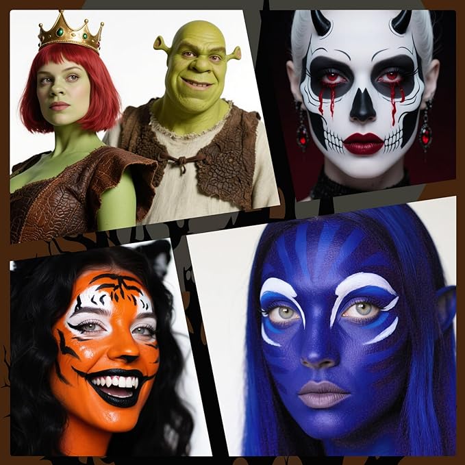 Red White Blue Face Body Paint Stick Set with Translucent Setting Powder and Sponges, Full Coverage Face Painting for 4th of July Pride Independence Day or America's Patriotic Veterans Events