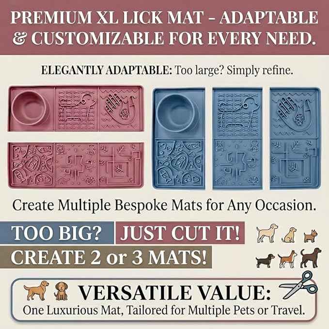 Tails & Tales Large Lick Mat for Dogs & Cats (11.2×16.7 in) with Strong Suction Cups, Slow Feeder Licking Pad for Anxiety Relief, Boredom & Bathing, Dog Enrichment Toy for Peanut Butter Yogurt (Blue)