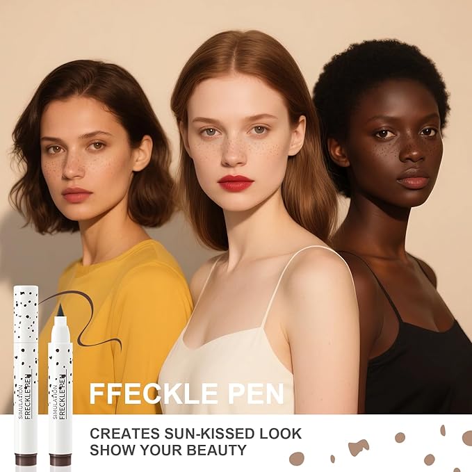 Freckle Pen, Natural Lifelike Faux Freckles Makeup Pen, Waterproof & Quick Dry, Soft Dot Spot Professional Faux Freckles, Create Magic Freckle Makeup (Light Brown)
