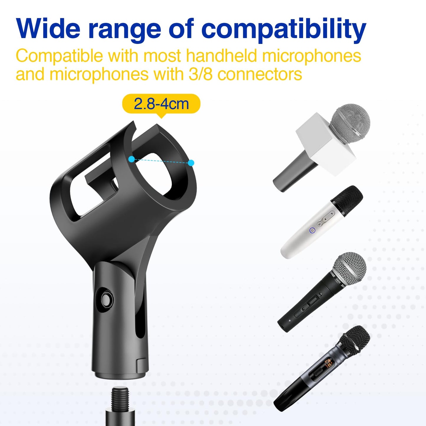 Oukmic Boom Mic Stand, Microphone Holder Floor With Tablet Phone Support, Heavy Duty Tripod Adjustable Height And Angle 35-65 In