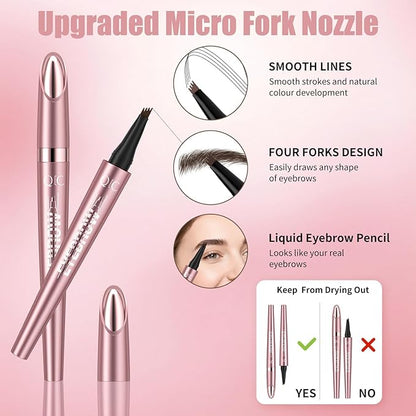 Eyebrow Pen, Waterproof Microblading Eyebrow Pencil, Eye Brown Makeup Pen with a Micro-Fork Tip for Women to Effortlessly Create Hair Like Natural Brows Grey