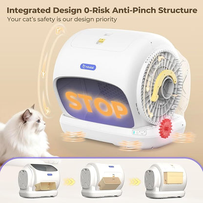 XXXL Self-Cleaning Cat Litter Box, 106L Extra-Large Automatic Cat Litter Box for Multiple Cats, Safety Sensor/Anti-Pinch Patent/Smart APP Control/Low Entrance/Double-Layer Defense/Easy Clean