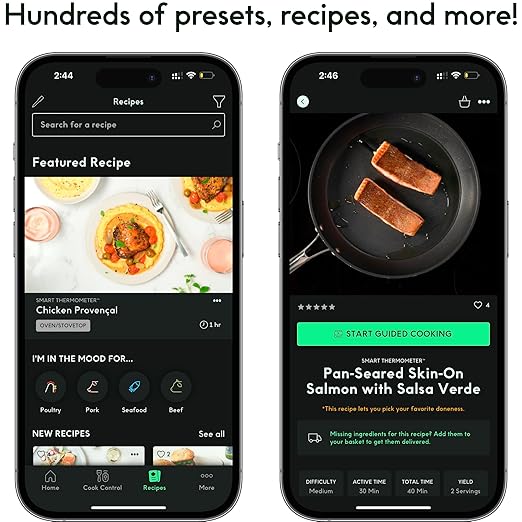 CHEF iQ Sense Smart Wireless Meat Thermometer with 2 Ultra-Thin Probes, Unlimited Range Bluetooth Meat Thermometer, Digital Food Thermometer for Remote Monitoring of BBQ Grill, Oven